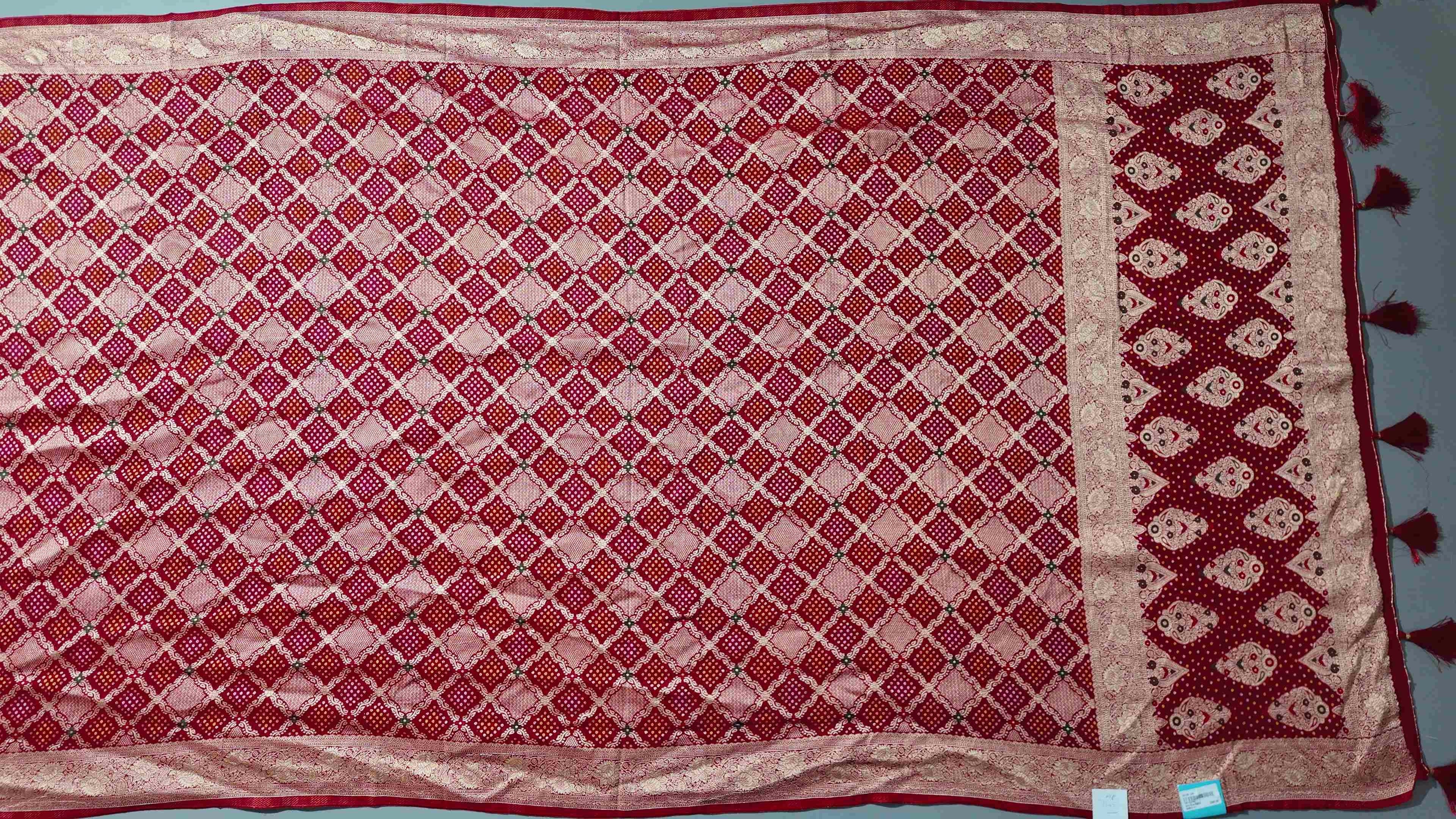 Vivid Crimson Geometric Dream: Unstitched Suit Fabric",