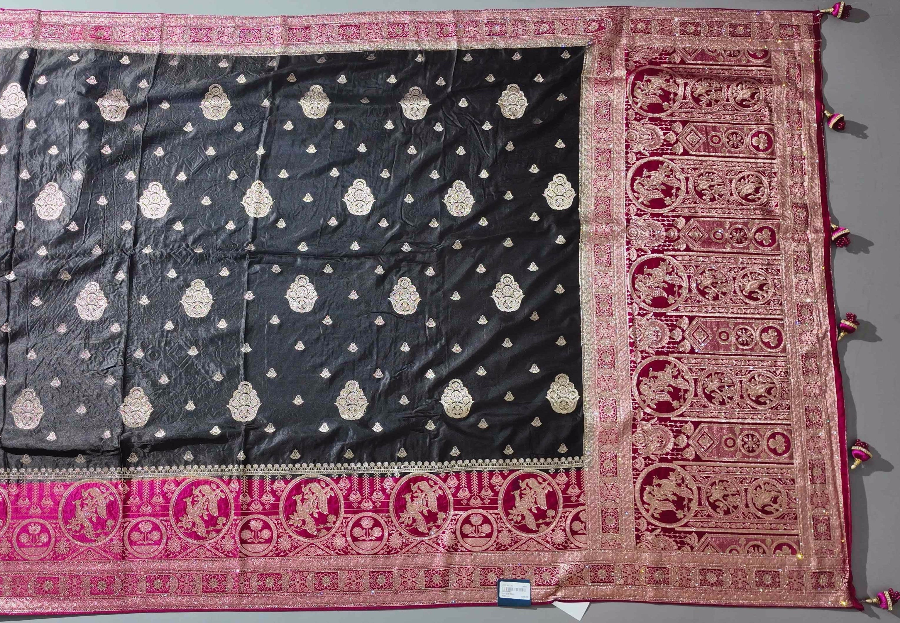 Opulent Festive Fuchsia Tapestry Unstitched Suit",