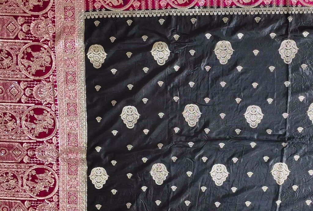 Opulent Maroon Tapestry Unstitched Suit with Gold Embroidery",