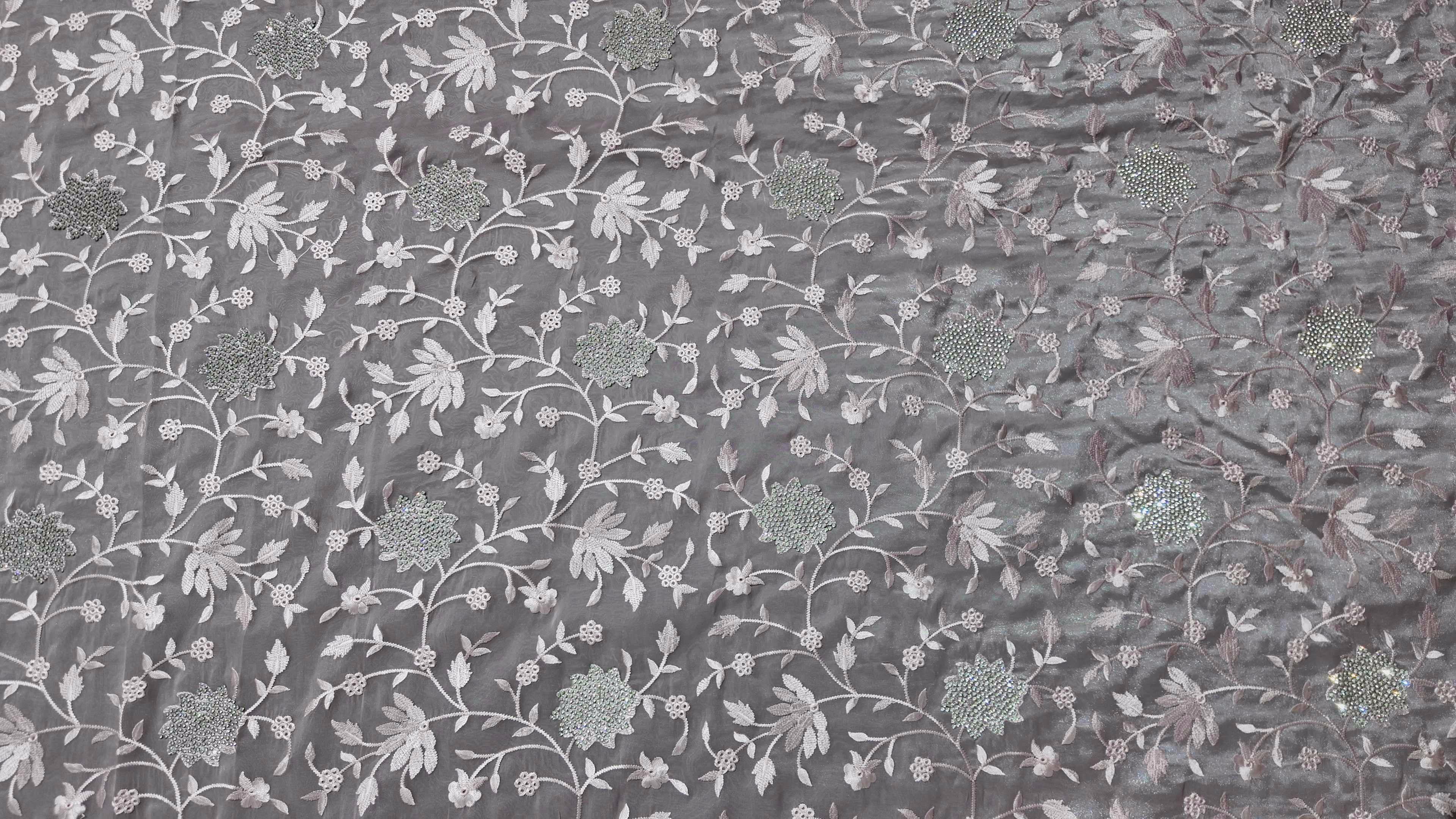 Lilac Dream: Intricate Sequin Lace Saree Extravaganza",