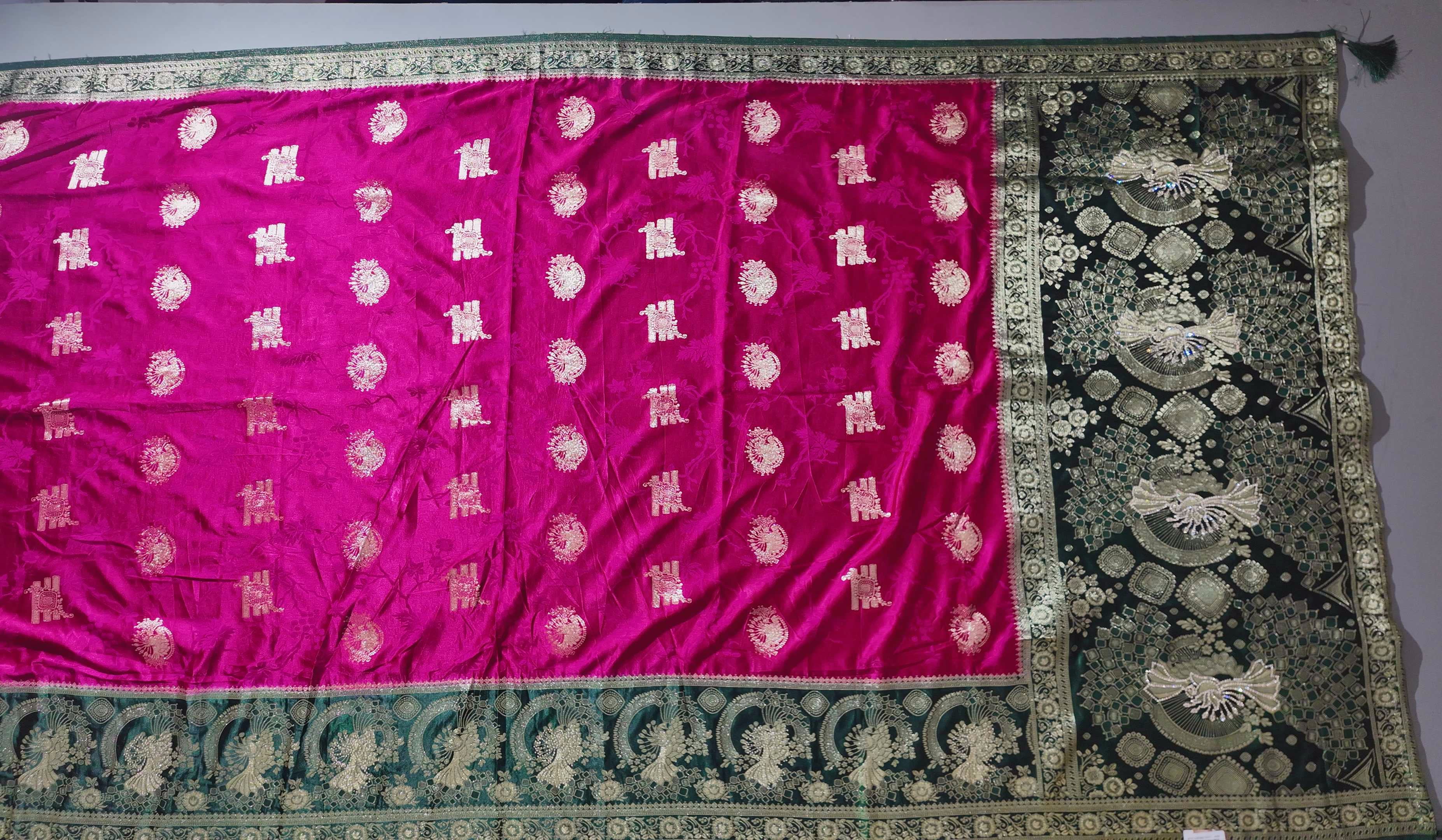 Opulent Emerald Splendor Silk Saree",