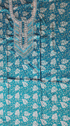 Opulent Teal Brocade Unstitched Suit with Intricate Embellishments