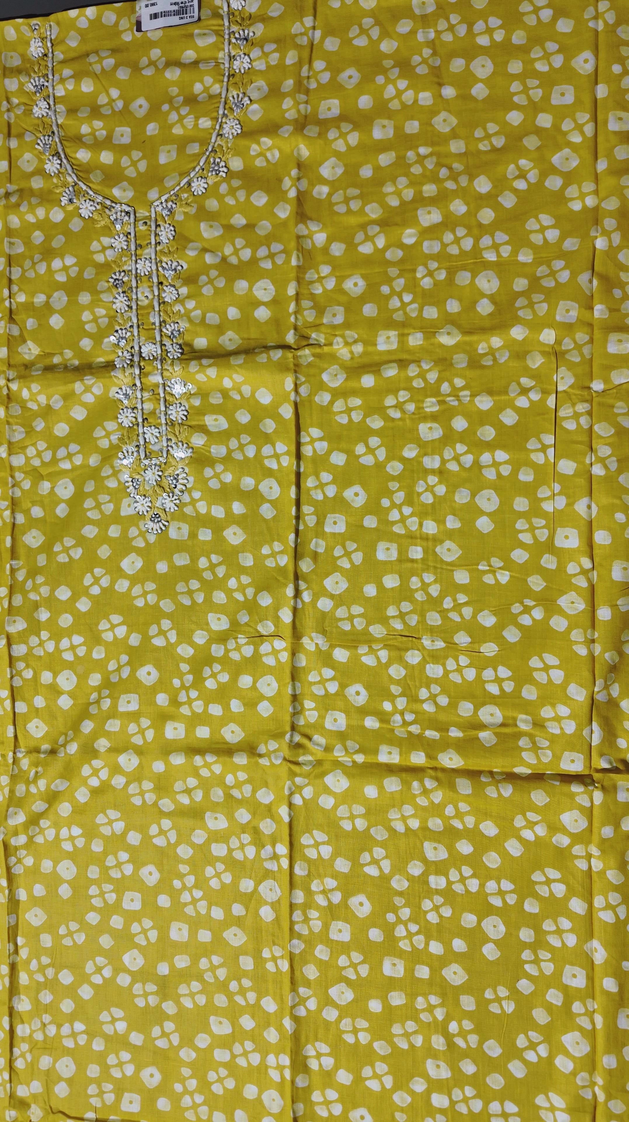 Sunlit Charm: Handcrafted Yellow Unstitched Suit",