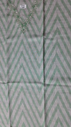 Timeless Charm: Mint Green Unstitched Suit with Embroidered Elegance