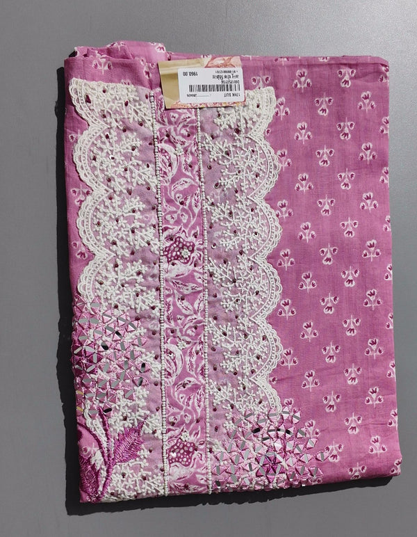 Lavender Bloom Unstitched Suit – Perfect for Festive Elegance",