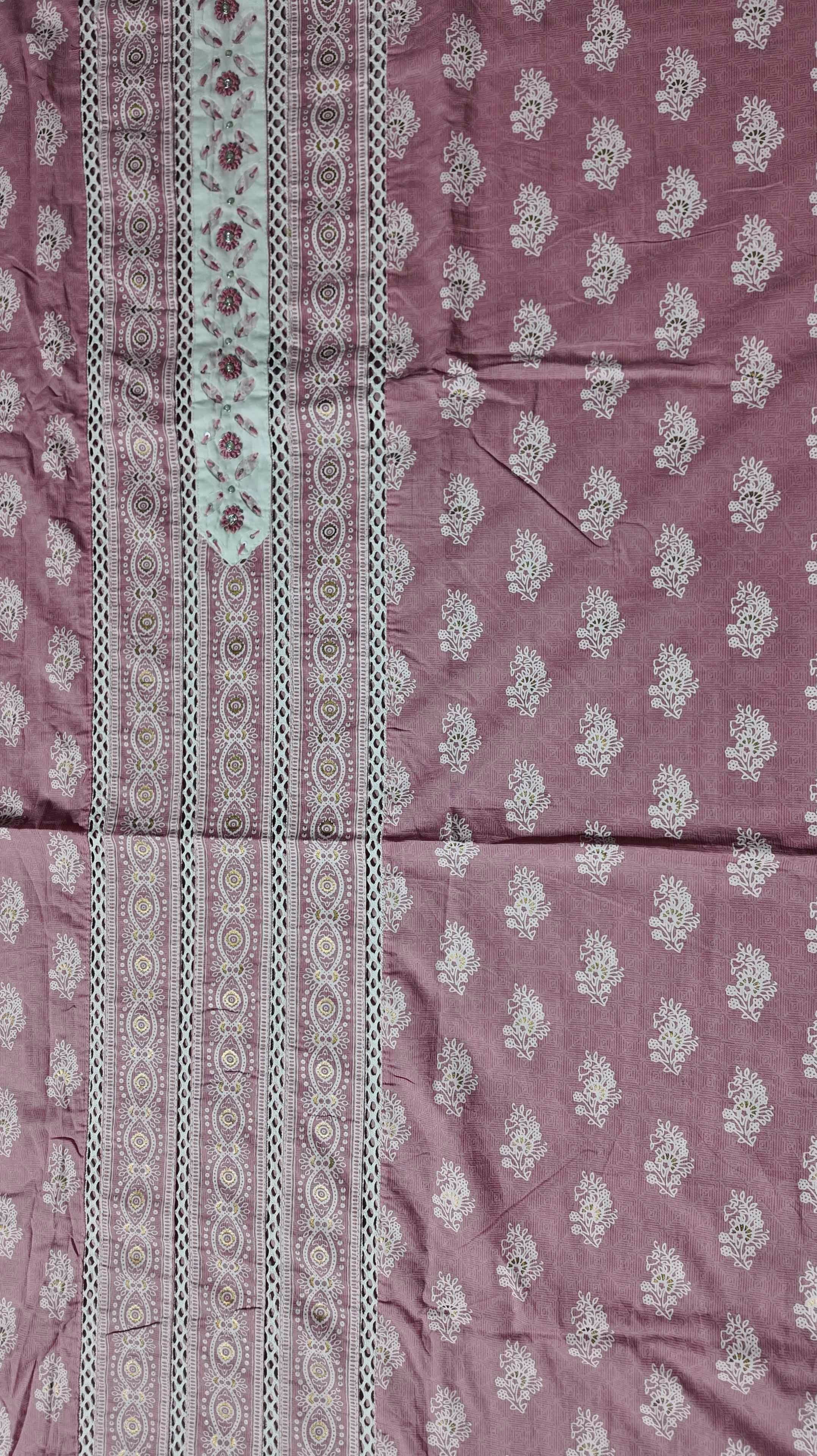 Chic Blossom Pink Unstitched Suit - Embroidered Elegance