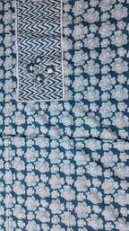 Zigzag Delight: Vibrant Unstitched Suit in Azure Bloom