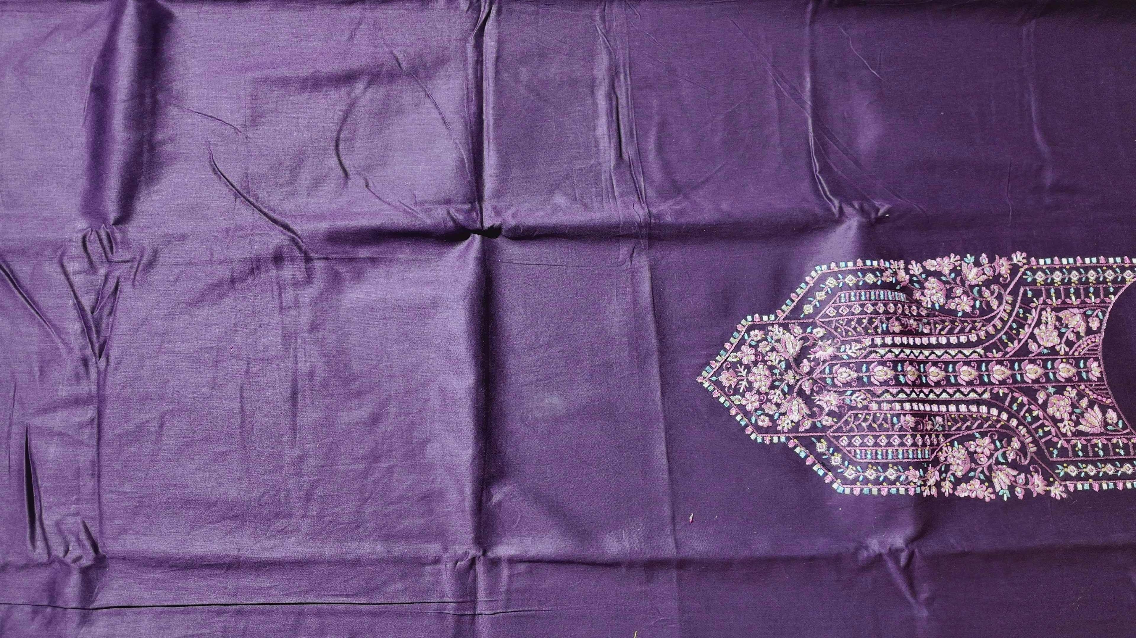 Regal Vine: Purple Embroidered Unstitched Suit