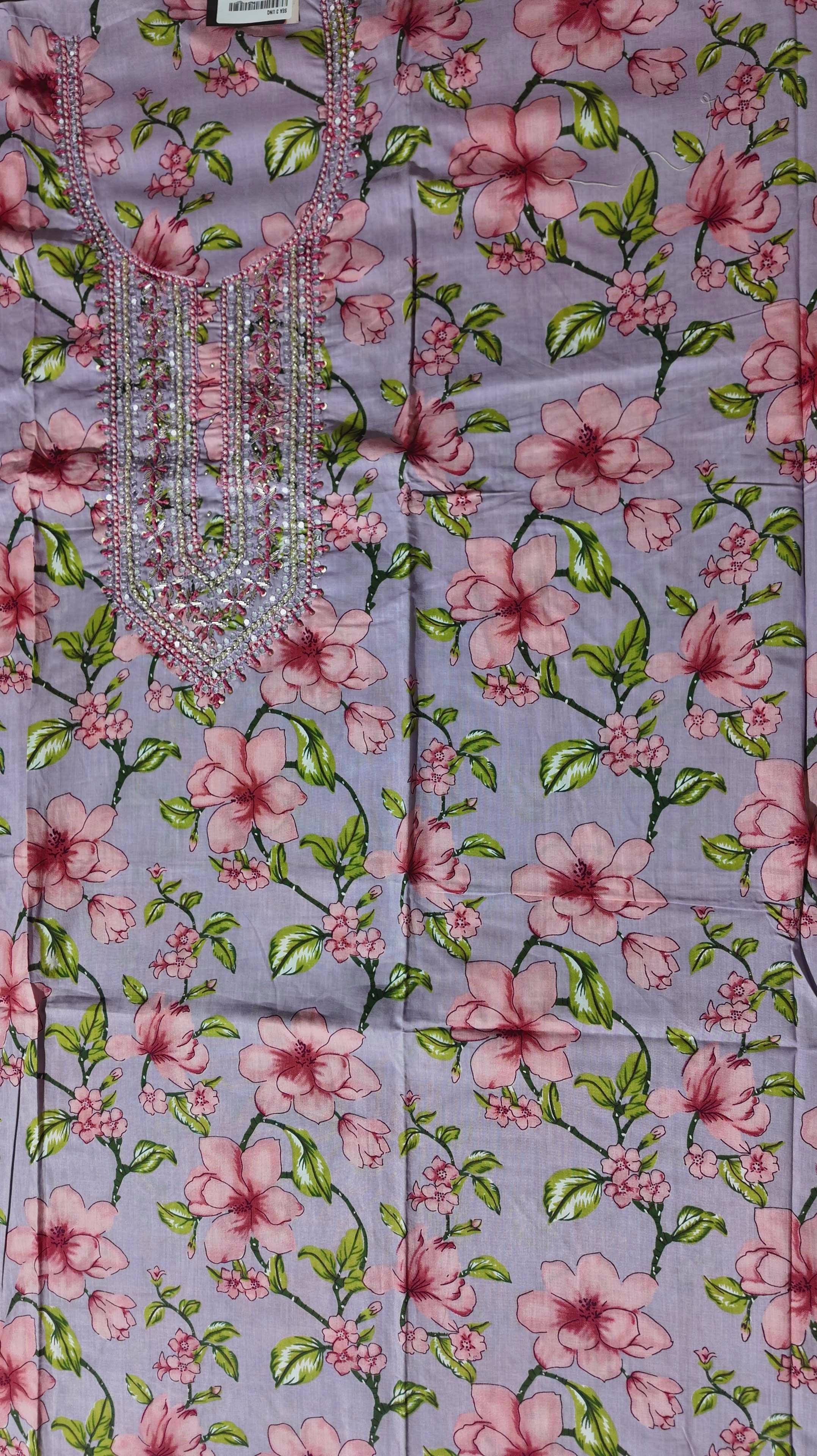 Lilac Blossom Delight: Unstitched Floral Suit Ensemble