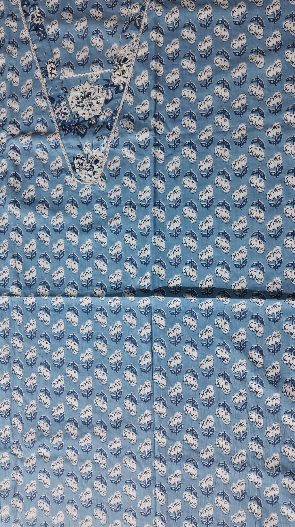 Azure Blossom Unstitched Suit: Your Canvas for Elegance