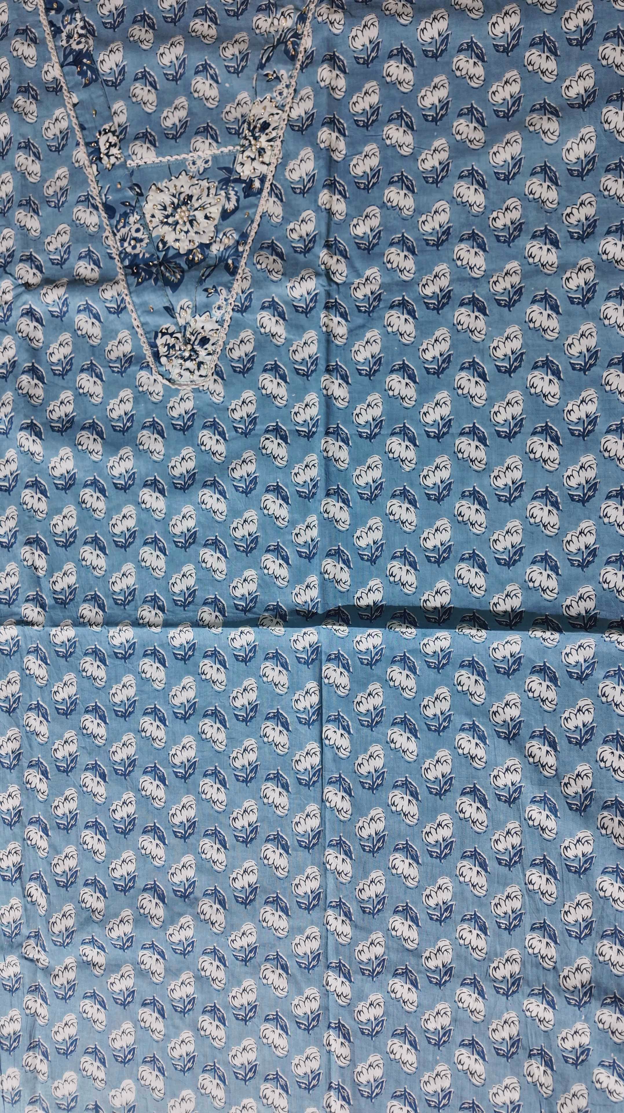 Azure Blossom Unstitched Suit: Your Canvas for Elegance
