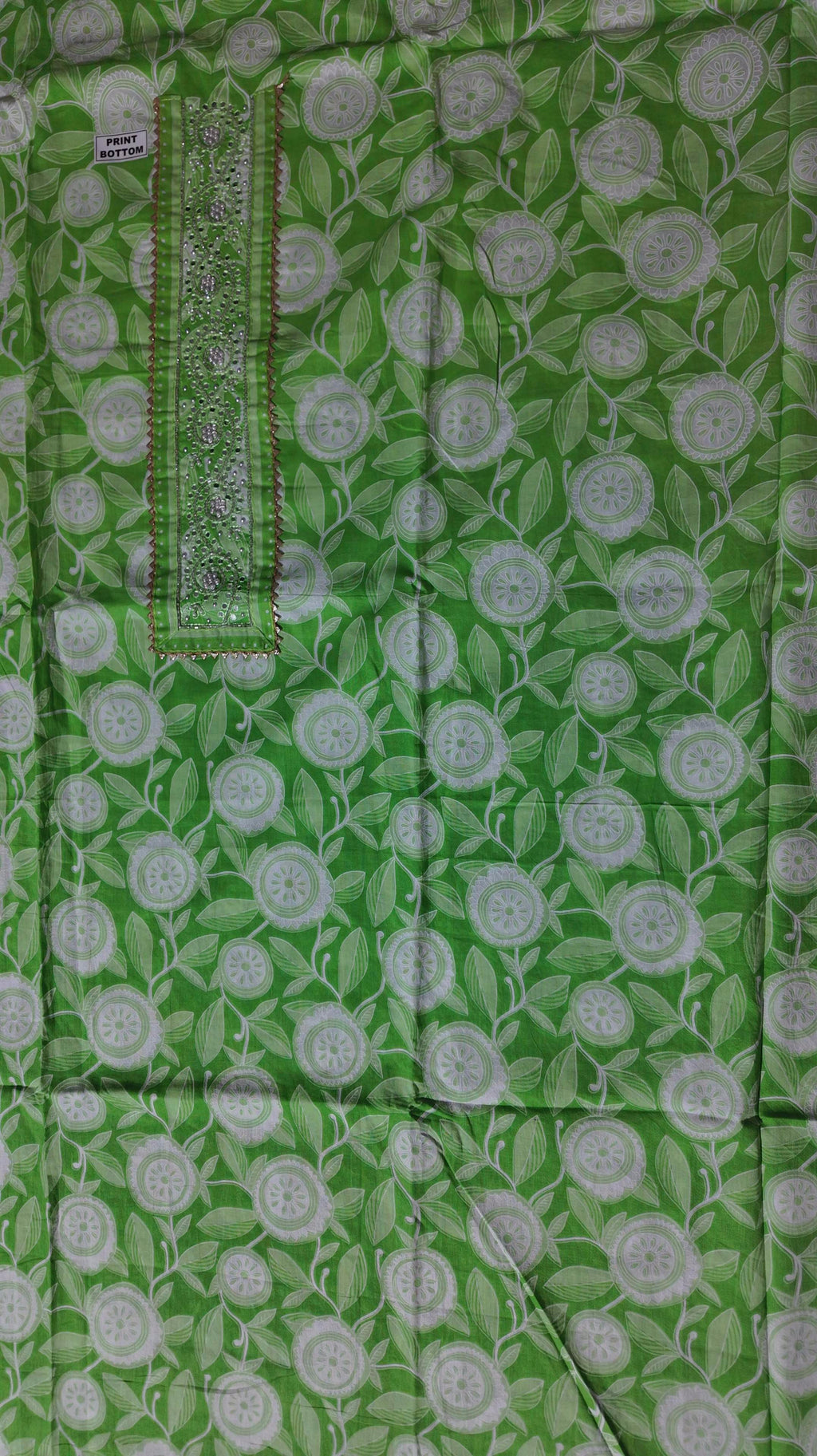 Vibrant Green Botanical Unstitched Suit with Intricate Embroidery