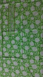 Vibrant Green Botanical Unstitched Suit with Intricate Embroidery