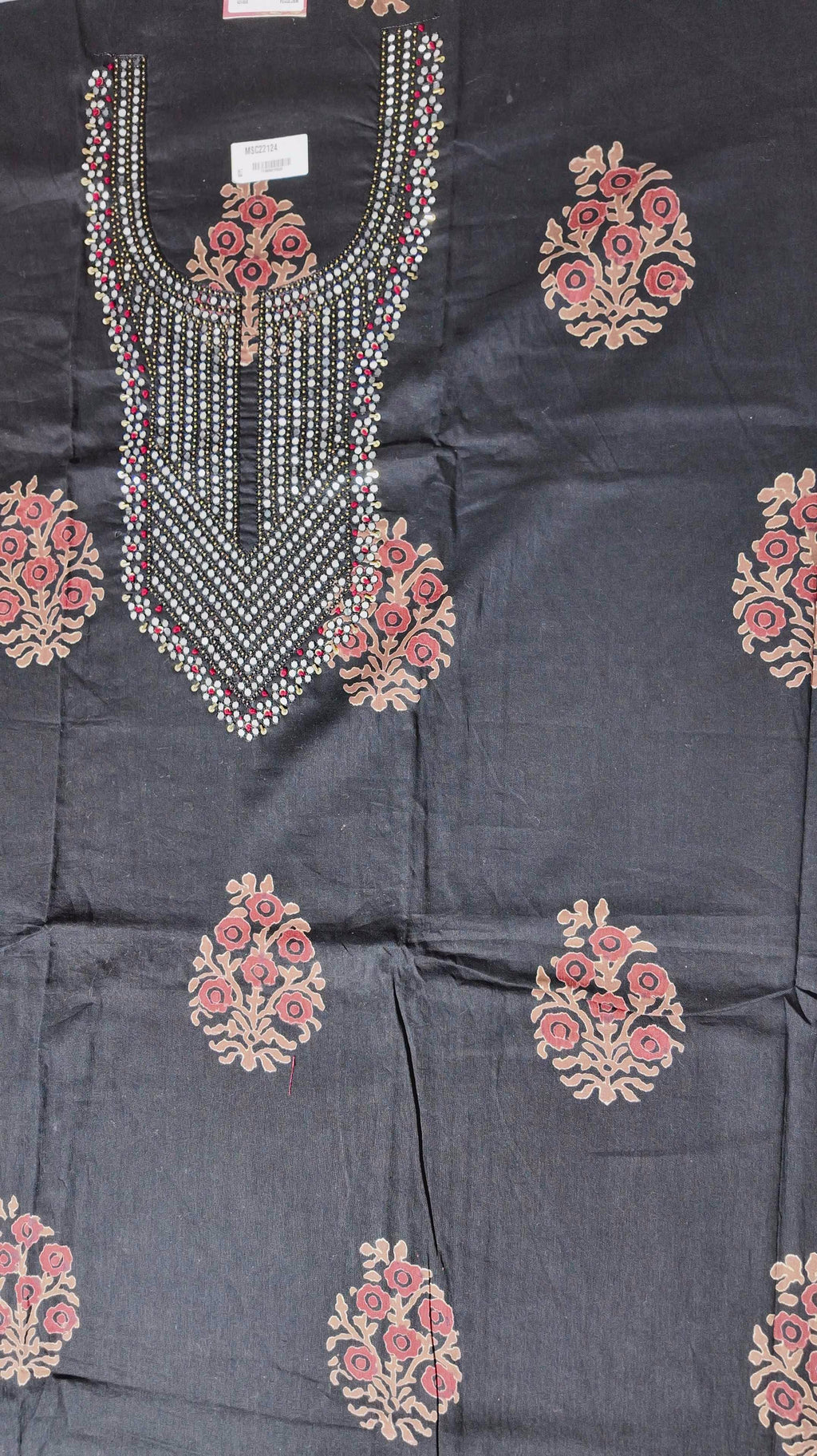Festive Charisma: Unstitched Black Floral Splendor