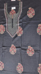 Festive Charisma: Unstitched Black Floral Splendor