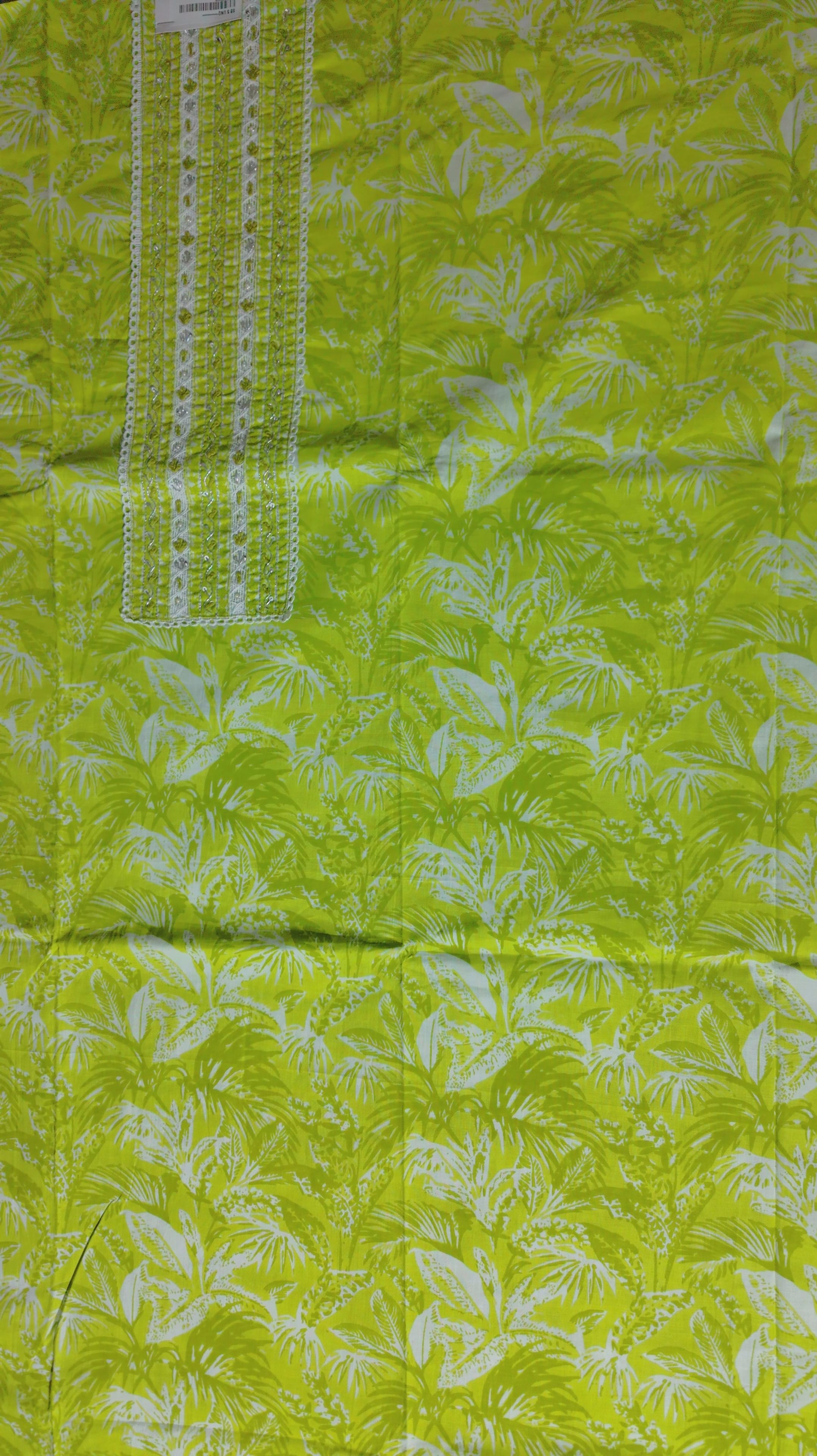 Lime Radiance: Tropical Unstitched Suit Canvas
