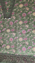 Enchanted Blossom Unstitched Suit: Vibrant Green Elegance