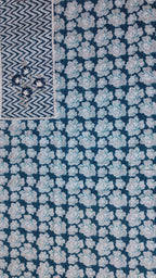 Azure Blossom Unstitched Suit: Artistry in Blue and White