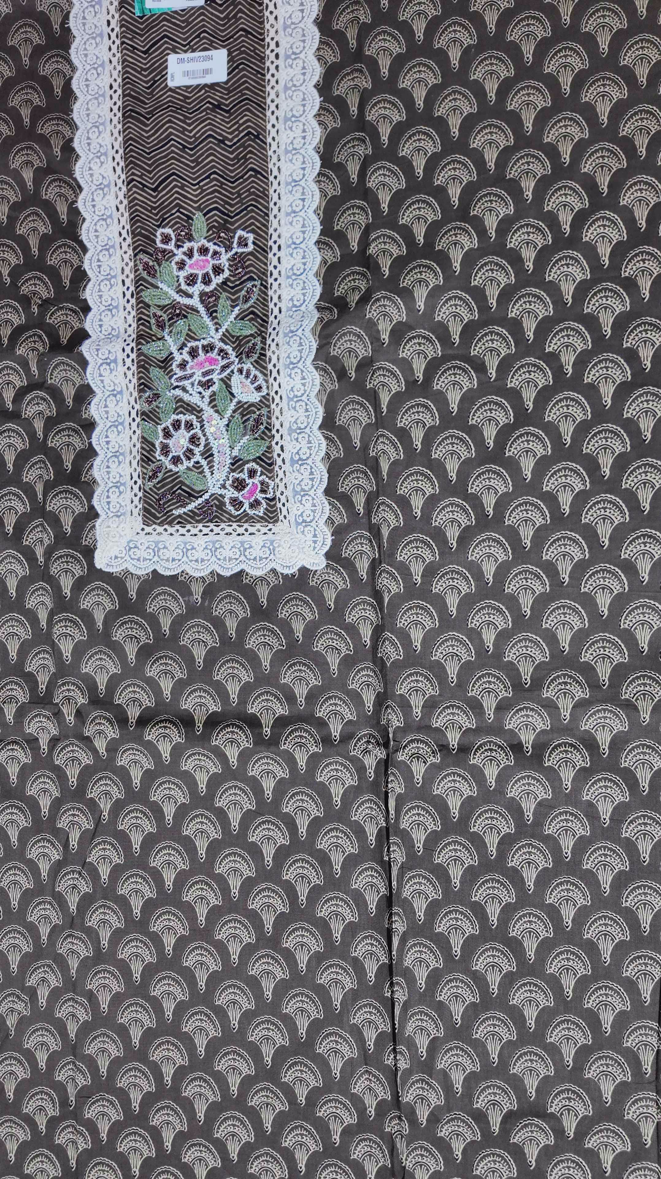 Enchanted Garden Unstitched Suit with Delicate Lace