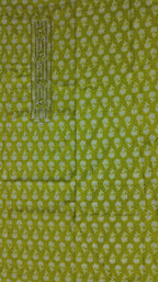 Vibrant Lime Blossom Unstitched Suit: Artisanal Craftsmanship