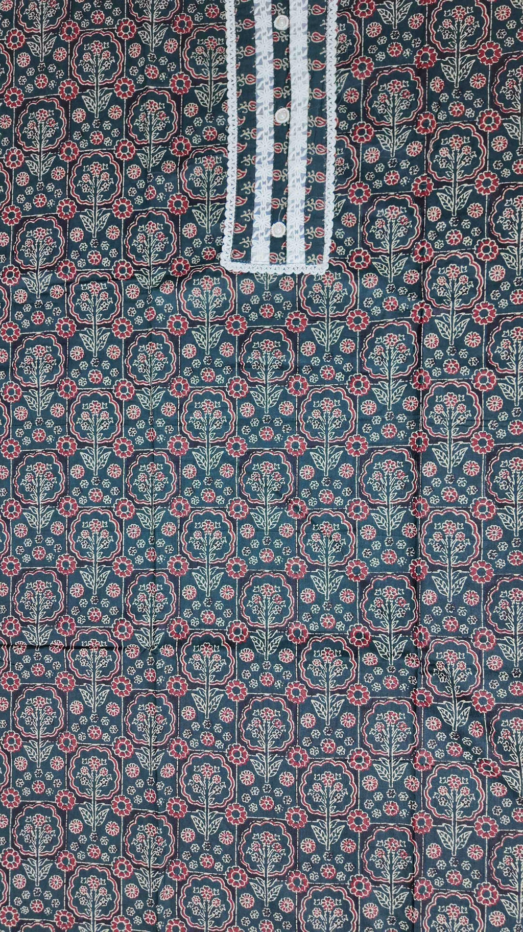 Floral Entwined Unstitched Suit with Lace Details