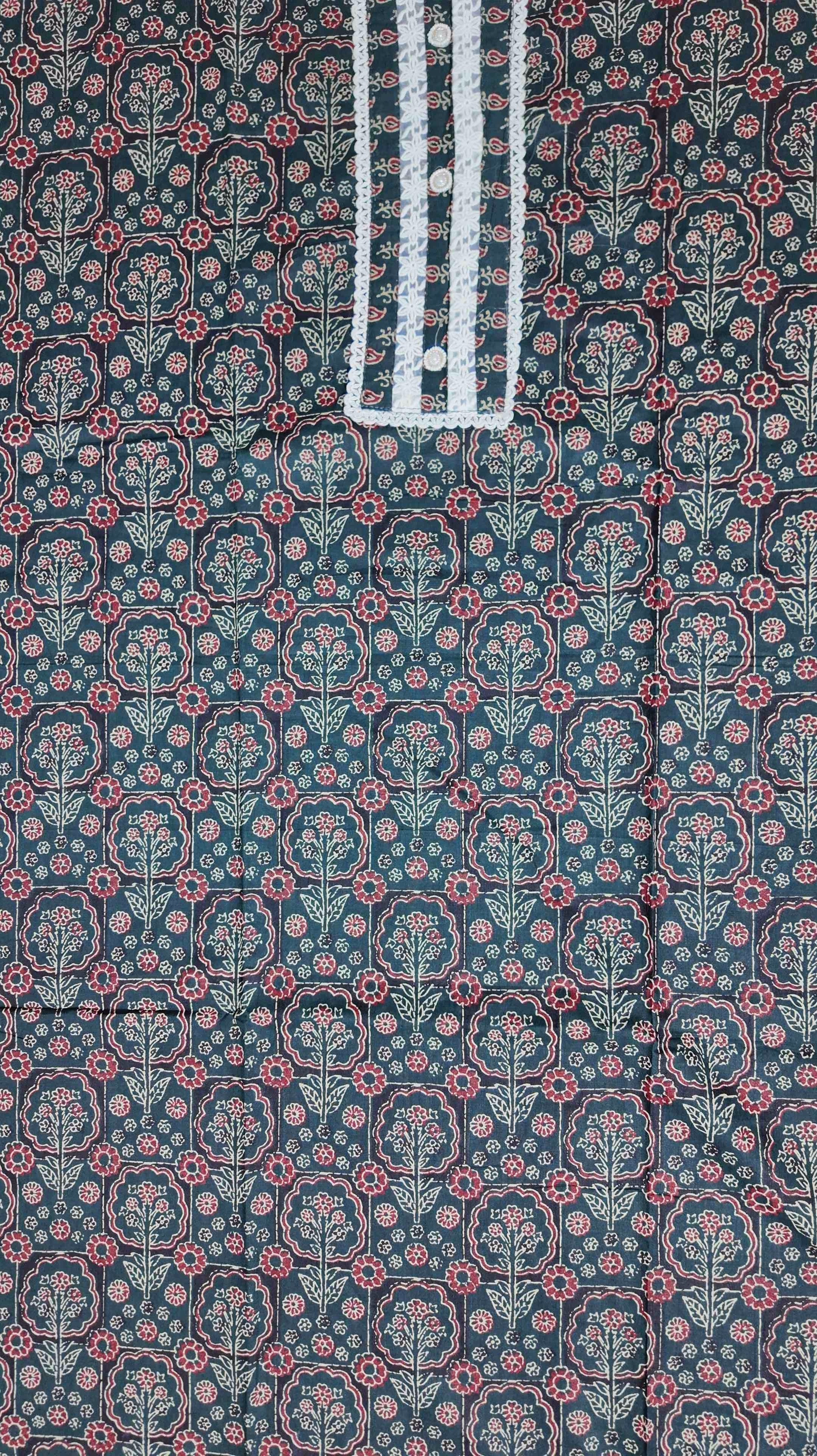 Floral Entwined Unstitched Suit with Lace Details