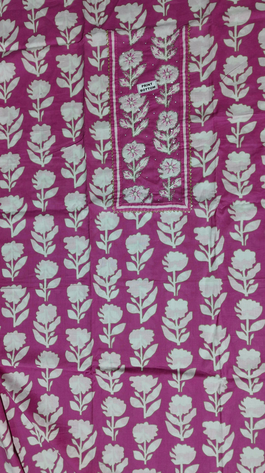 Lush Blossom Unstitched Suit in Vibrant Floral Pink