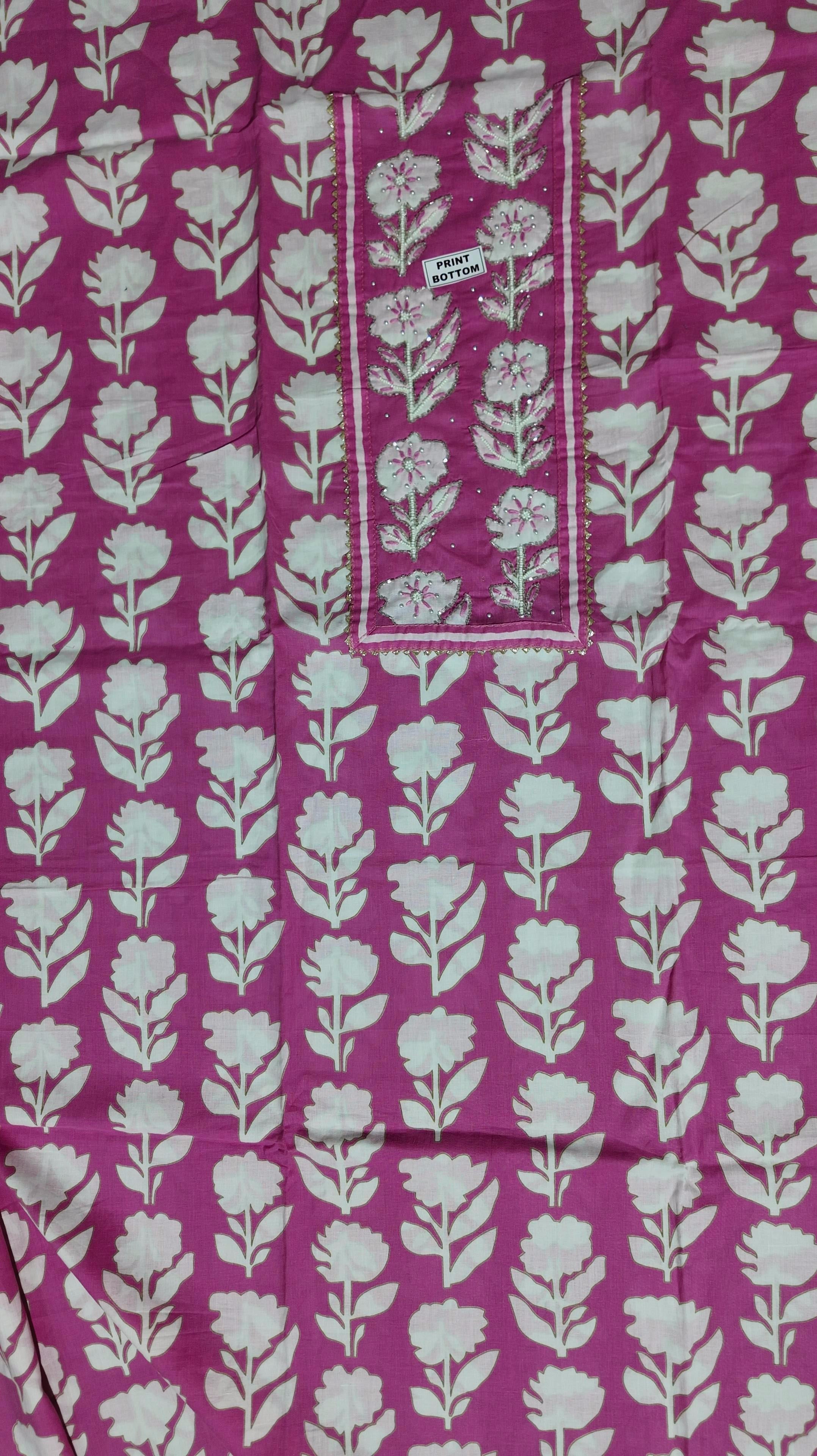 Lush Blossom Unstitched Suit in Vibrant Floral Pink