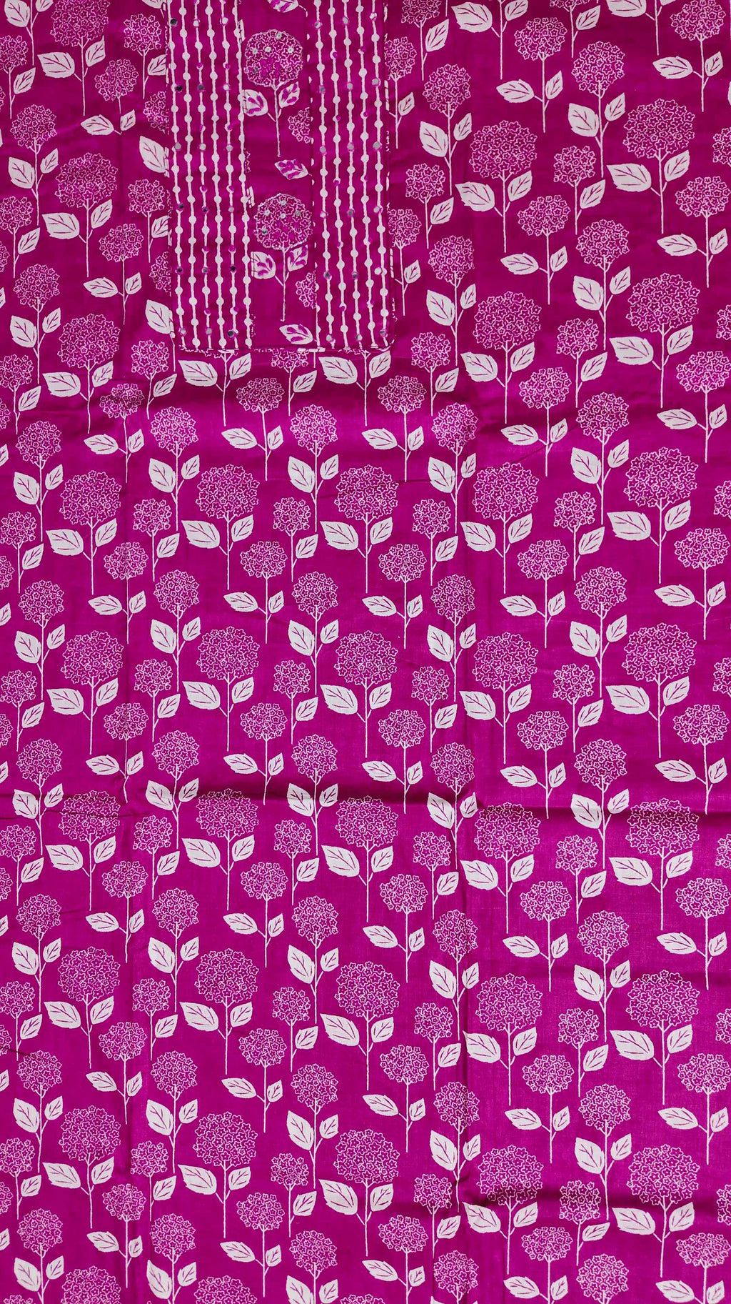 Blossom Symphony: Fuchsia Floral Unstitched Ensemble