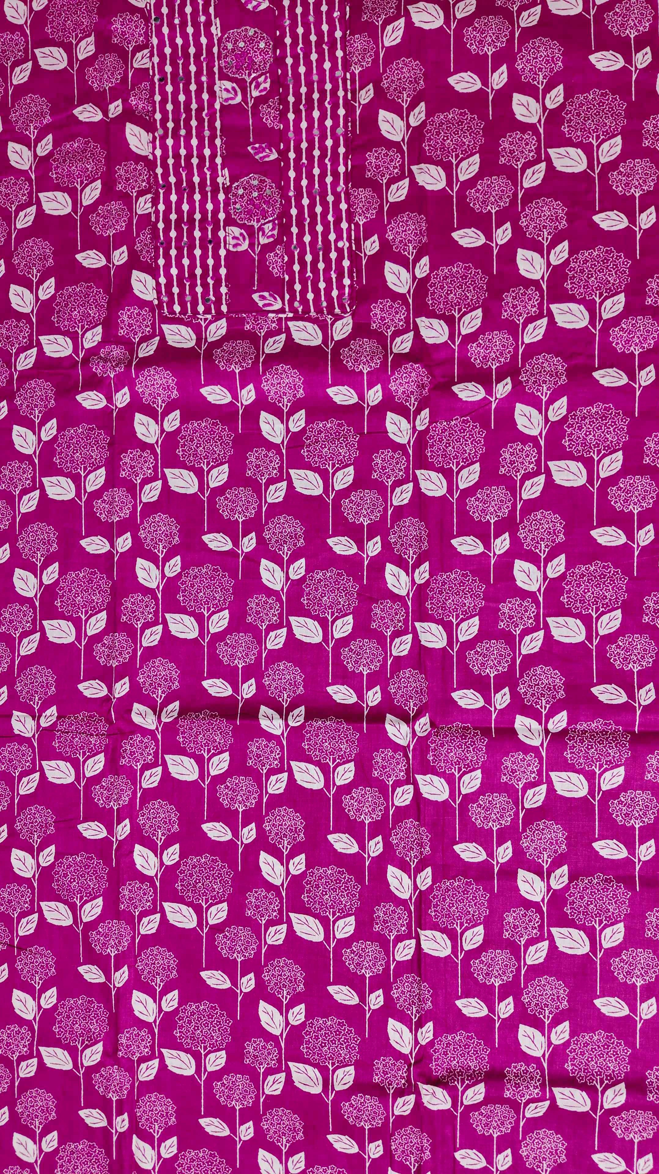 Blossom Symphony: Fuchsia Floral Unstitched Ensemble
