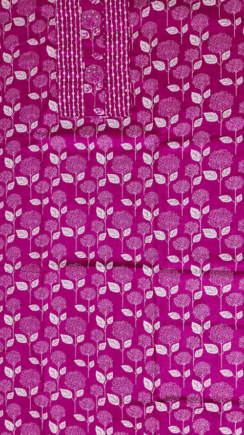 Blossom Symphony: Fuchsia Floral Unstitched Ensemble