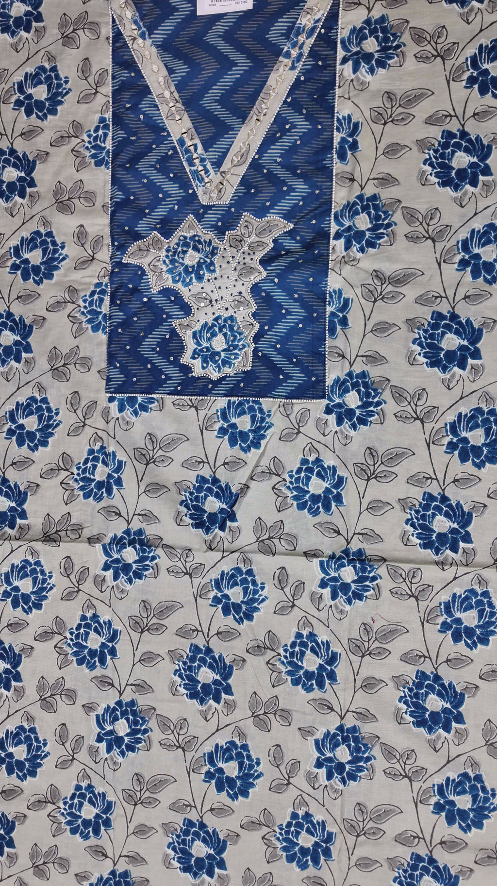 Azure Charm: Artistic Unstitched Suit with Embellished Highlights
