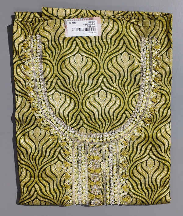 Luxe Radiance Unstitched Suit with Opulent Gold Pattern",