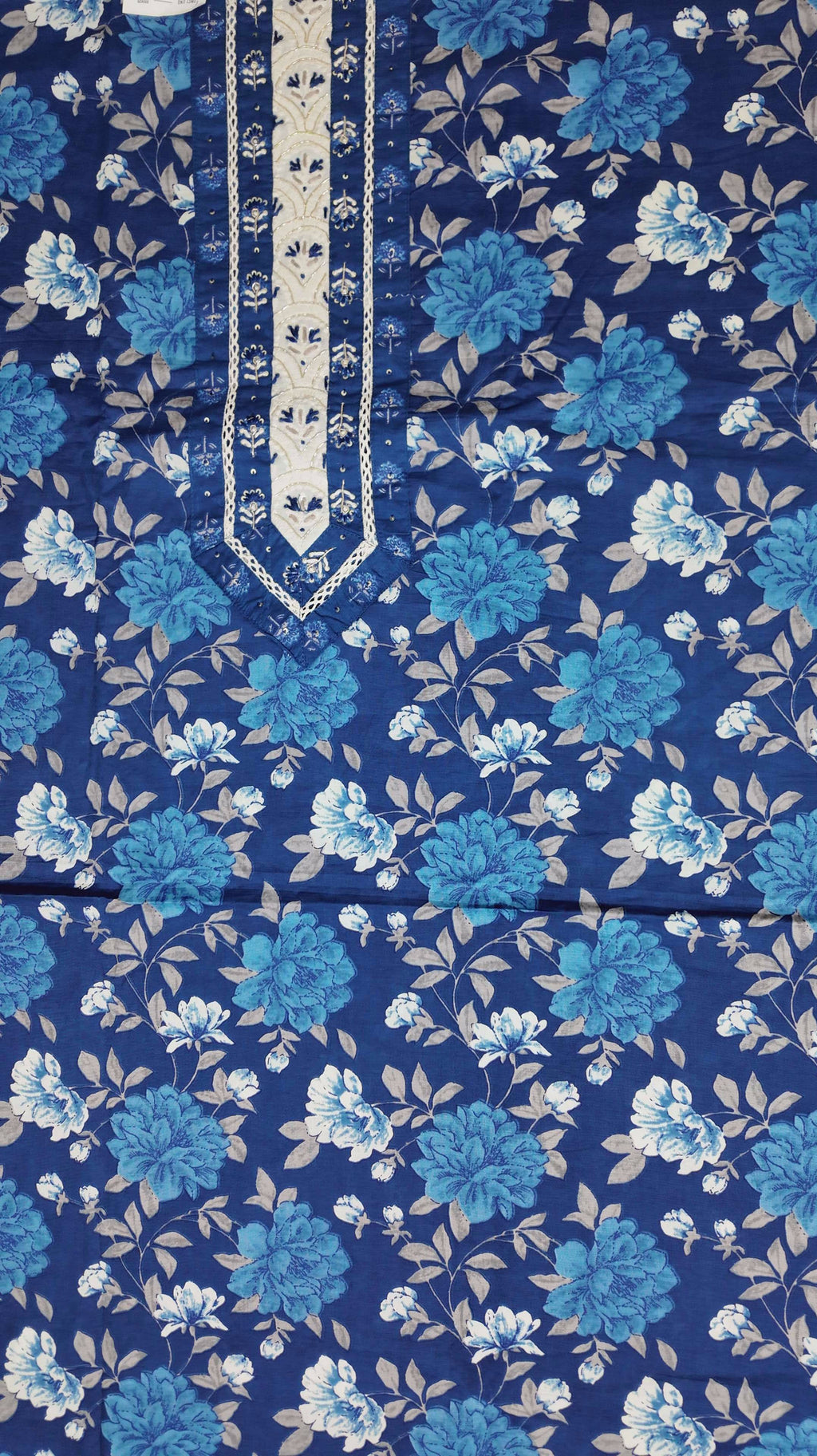 Azure Blossom Unstitched Suit: Craft Your Style