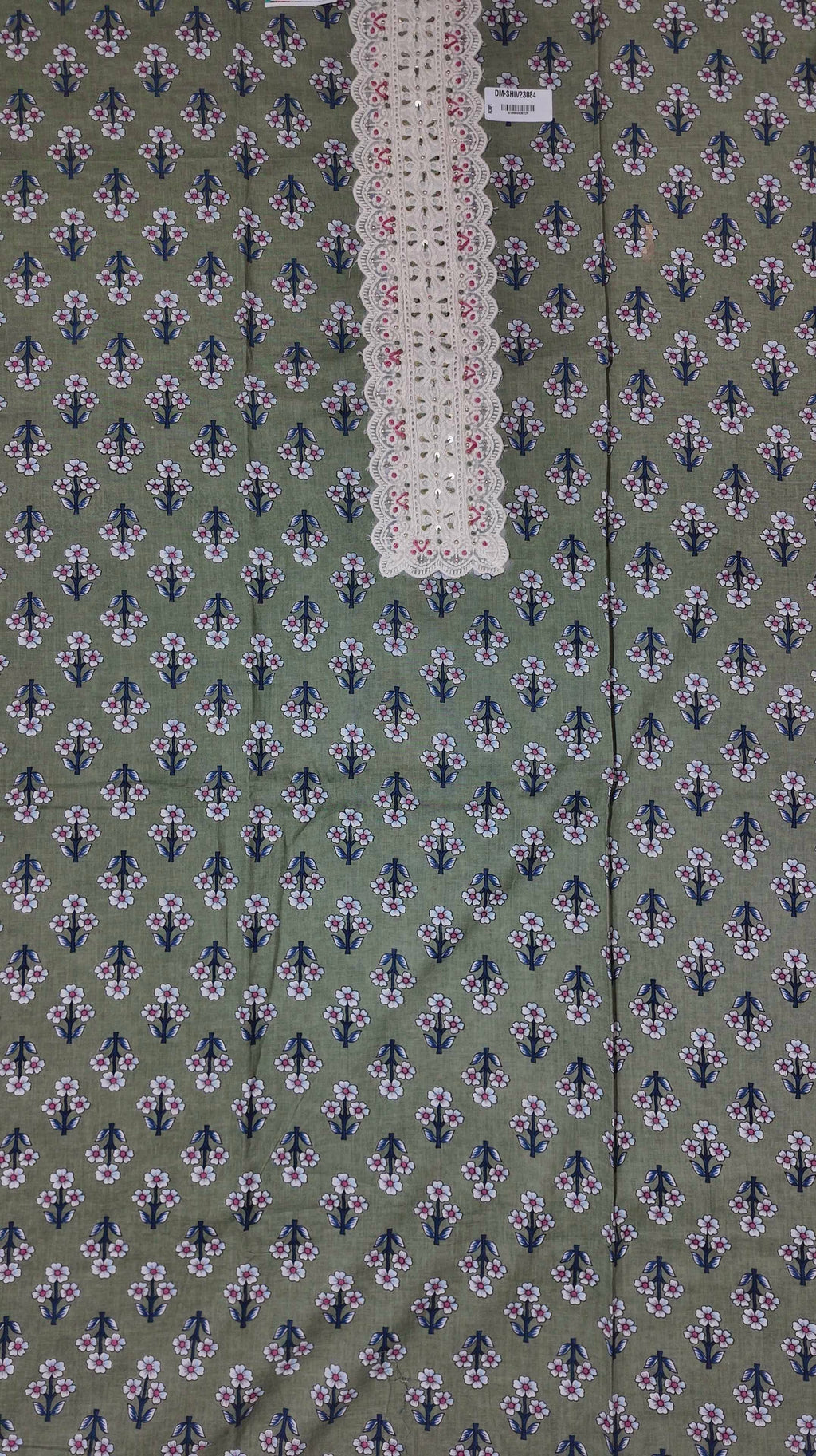 Floral Dreams: Unstitched Suit with Delicate Lace Detail