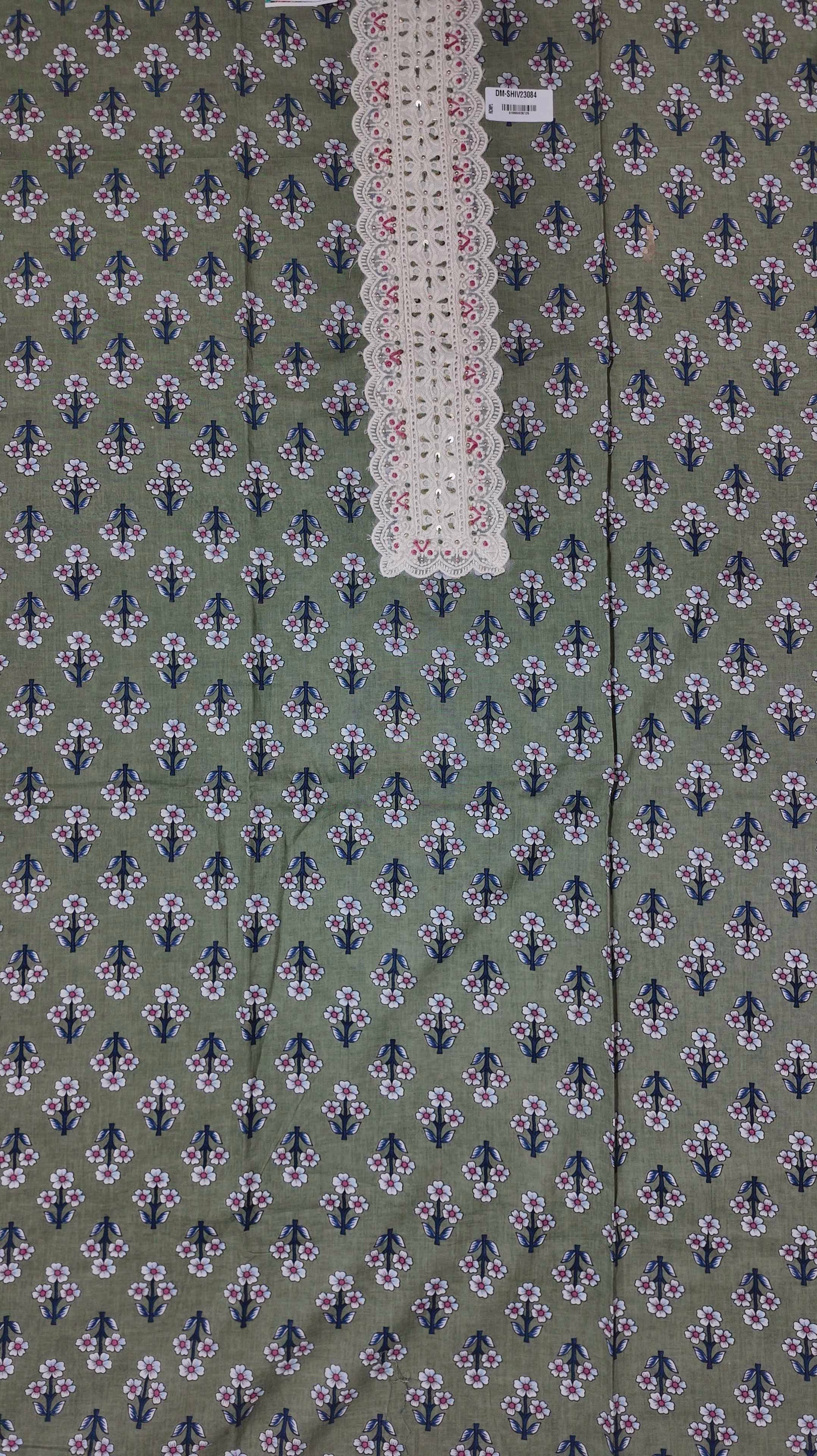 Floral Dreams: Unstitched Suit with Delicate Lace Detail