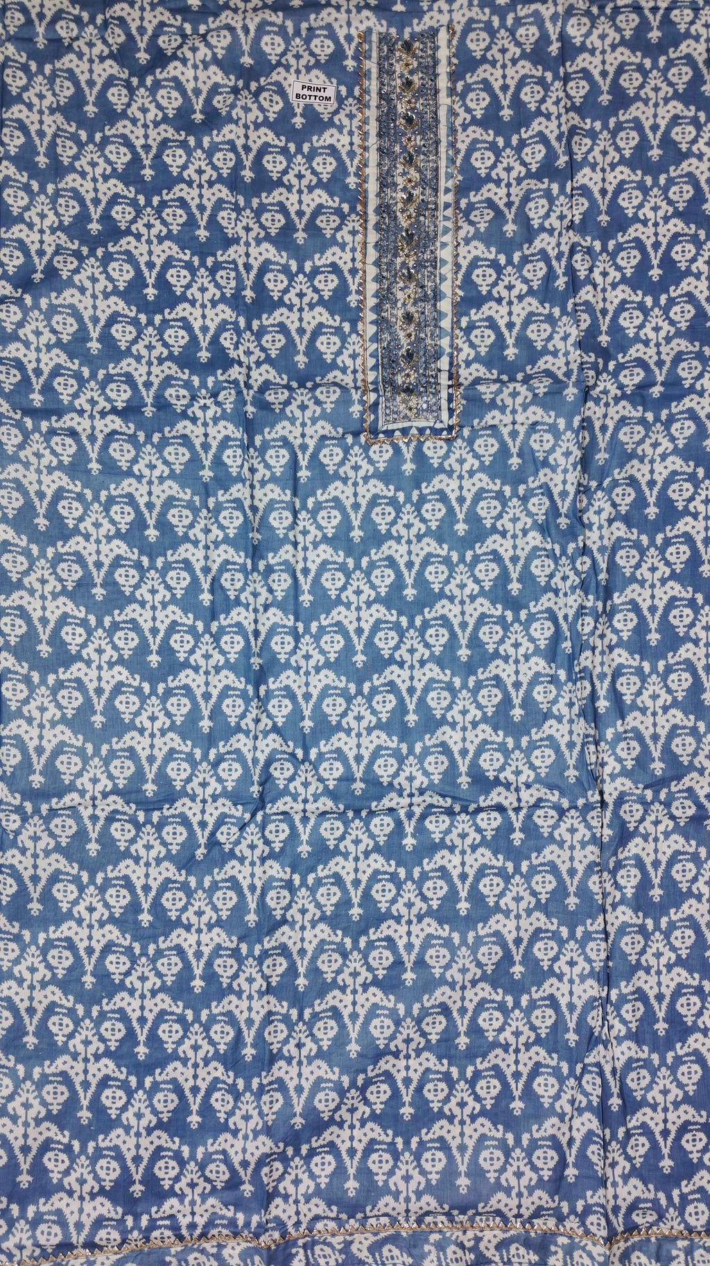 Artisanal Indigo Tapestry Unstitched Suit Fabric