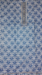 Artisanal Indigo Tapestry Unstitched Suit Fabric