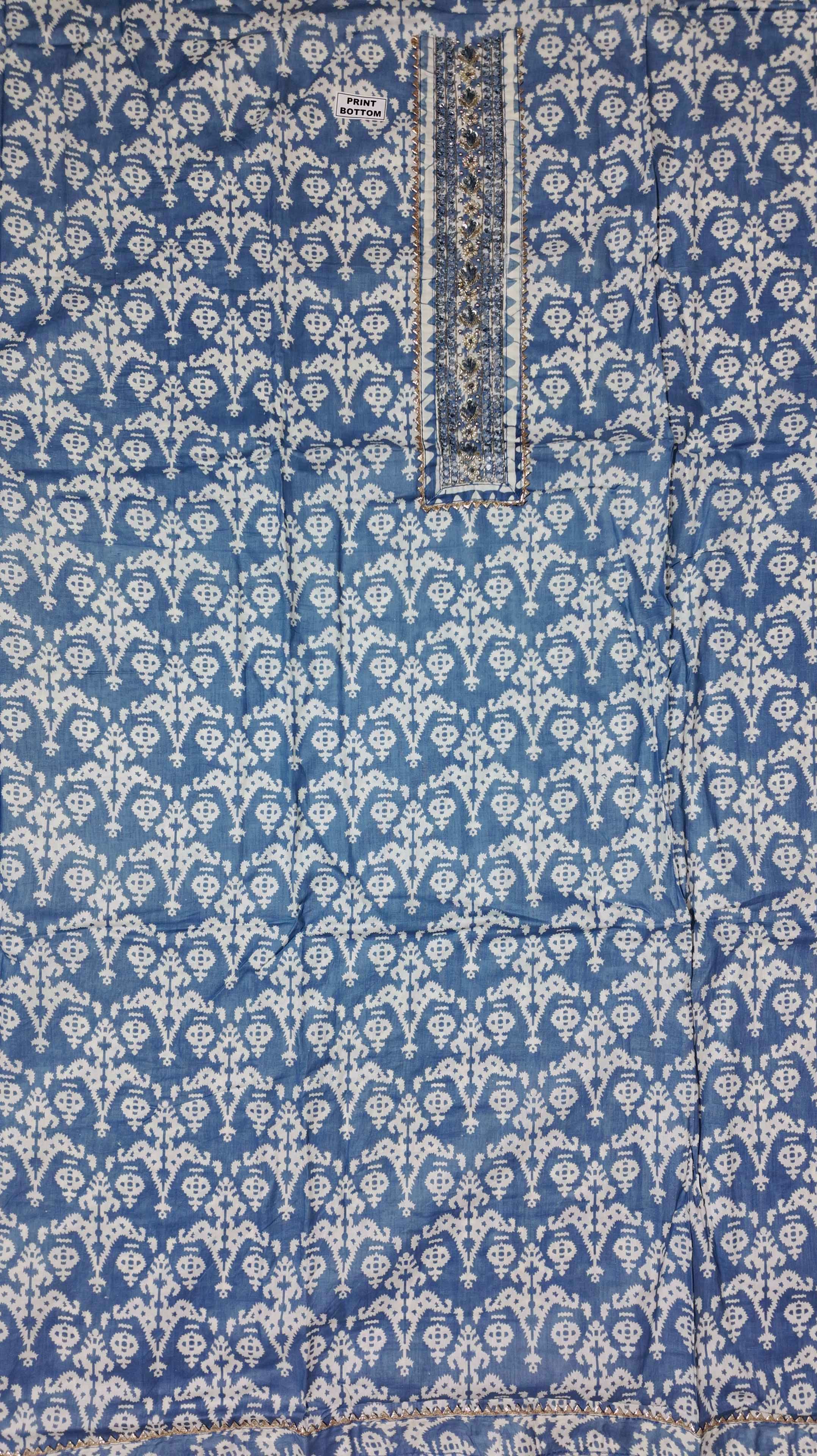 Artisanal Indigo Tapestry Unstitched Suit Fabric