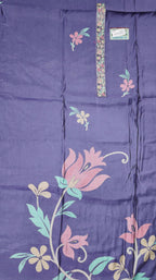 Exquisite Floral Magic Unstitched Suit - Deep Indigo Delight
