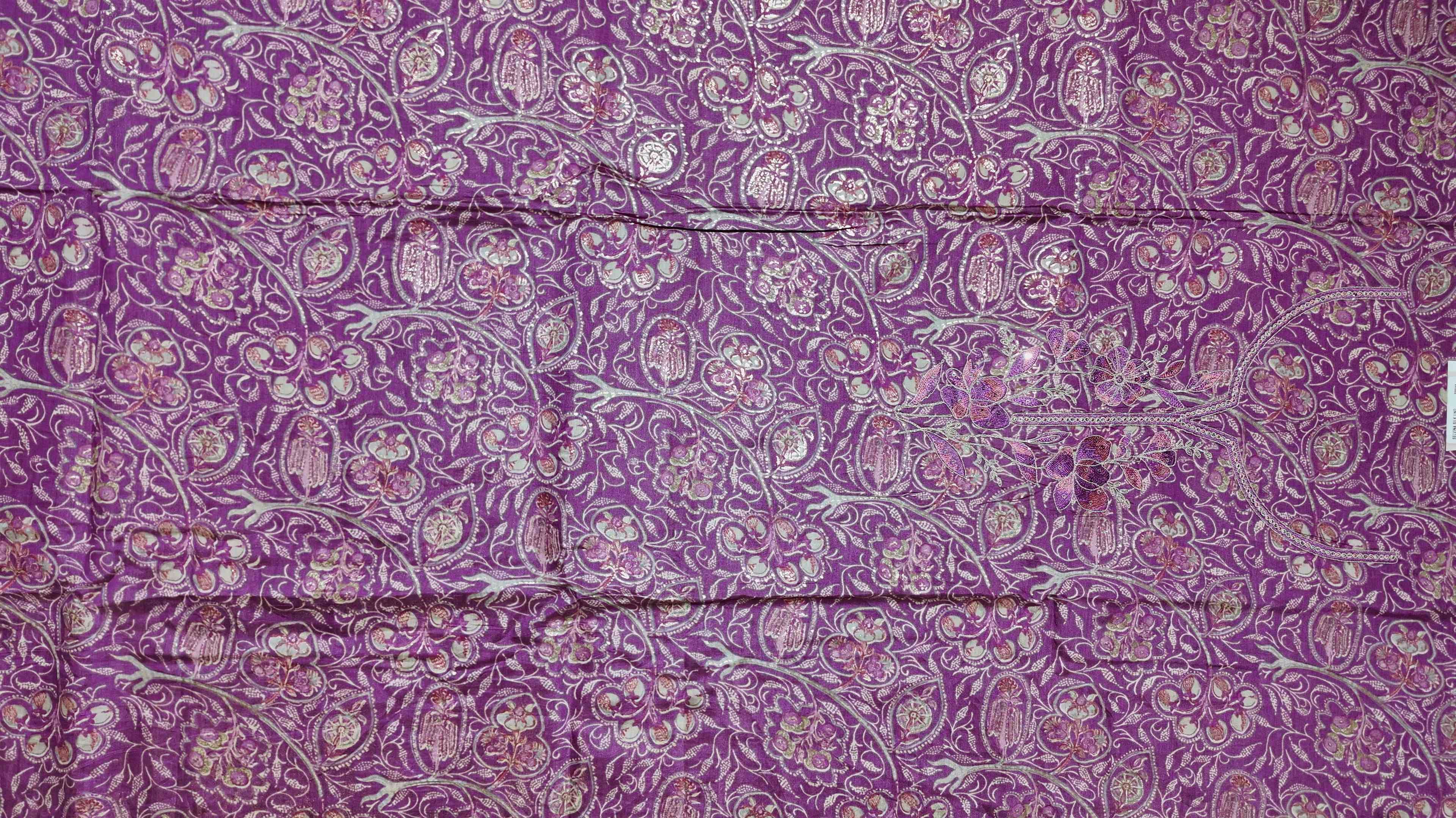 Mesmerizing Magenta: Artisan Embroidered Unstitched Suit