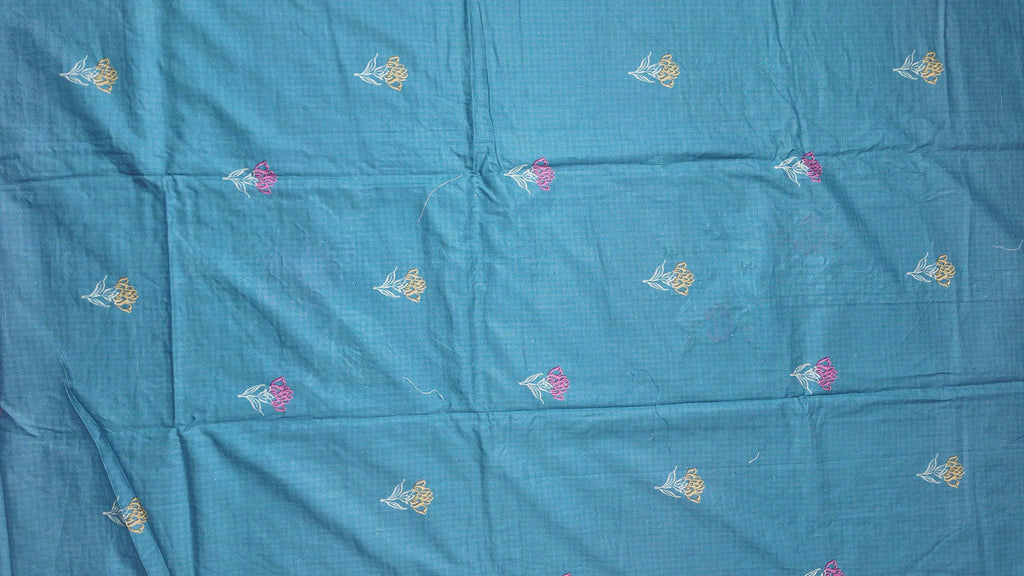 Ocean Teal Unstitched Suit with Artisan Embroidery