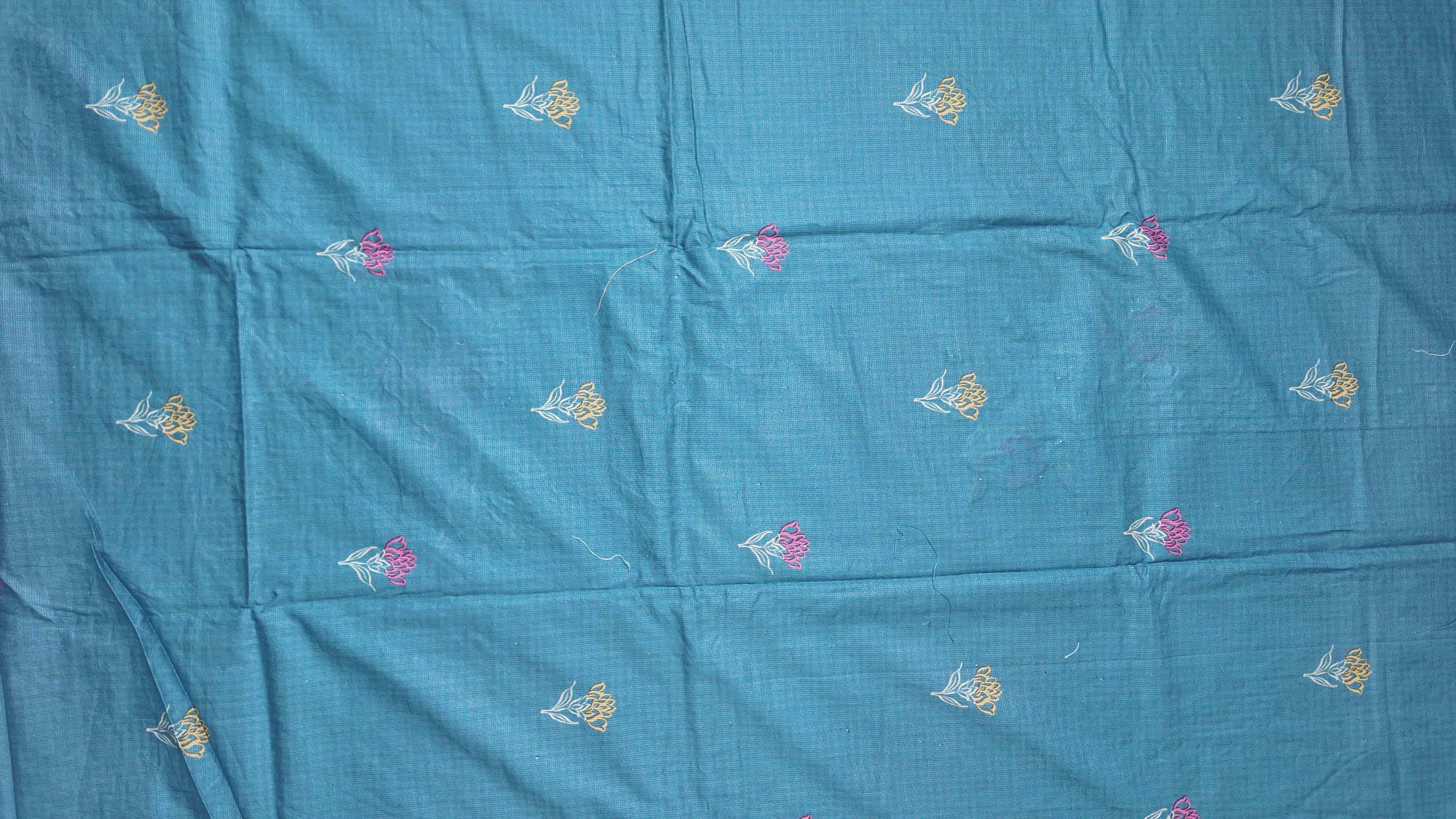 Ocean Teal Unstitched Suit with Artisan Embroidery
