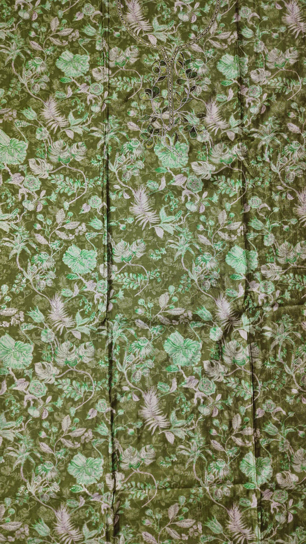 Verdant Charm: Premium Flora Unstitched Suit