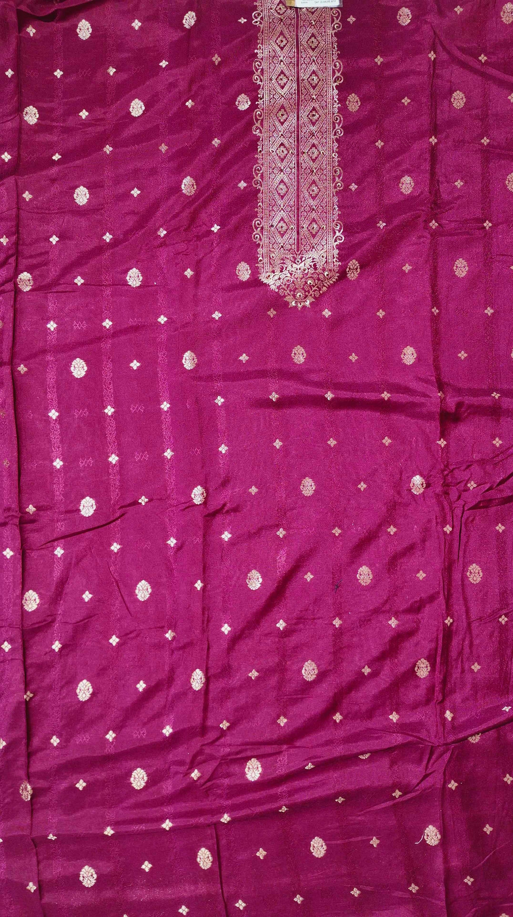 Rich Maroon Unstitched Suit with Intricate Ethnic Patterns