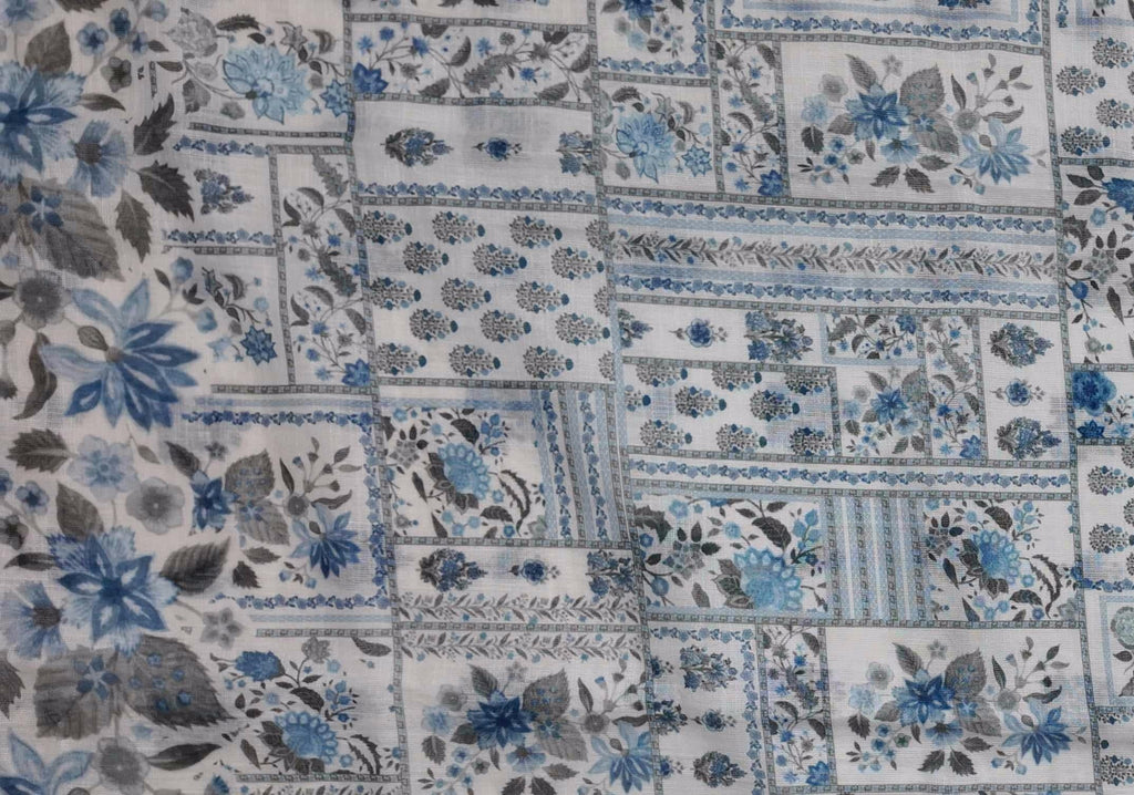 Artisan Blue Blossom Unstitched Suit Fabric",