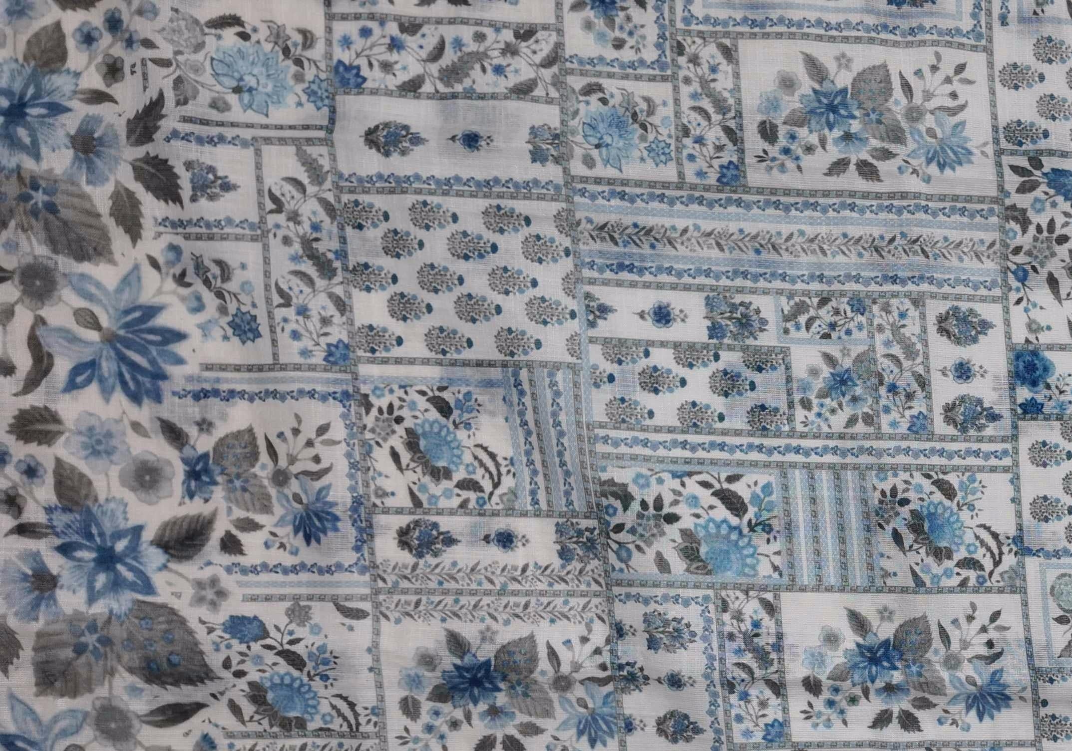 Artisan Blue Blossom Unstitched Suit Fabric",