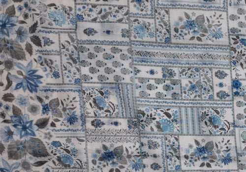 Artisan Blue Blossom Unstitched Suit Fabric
