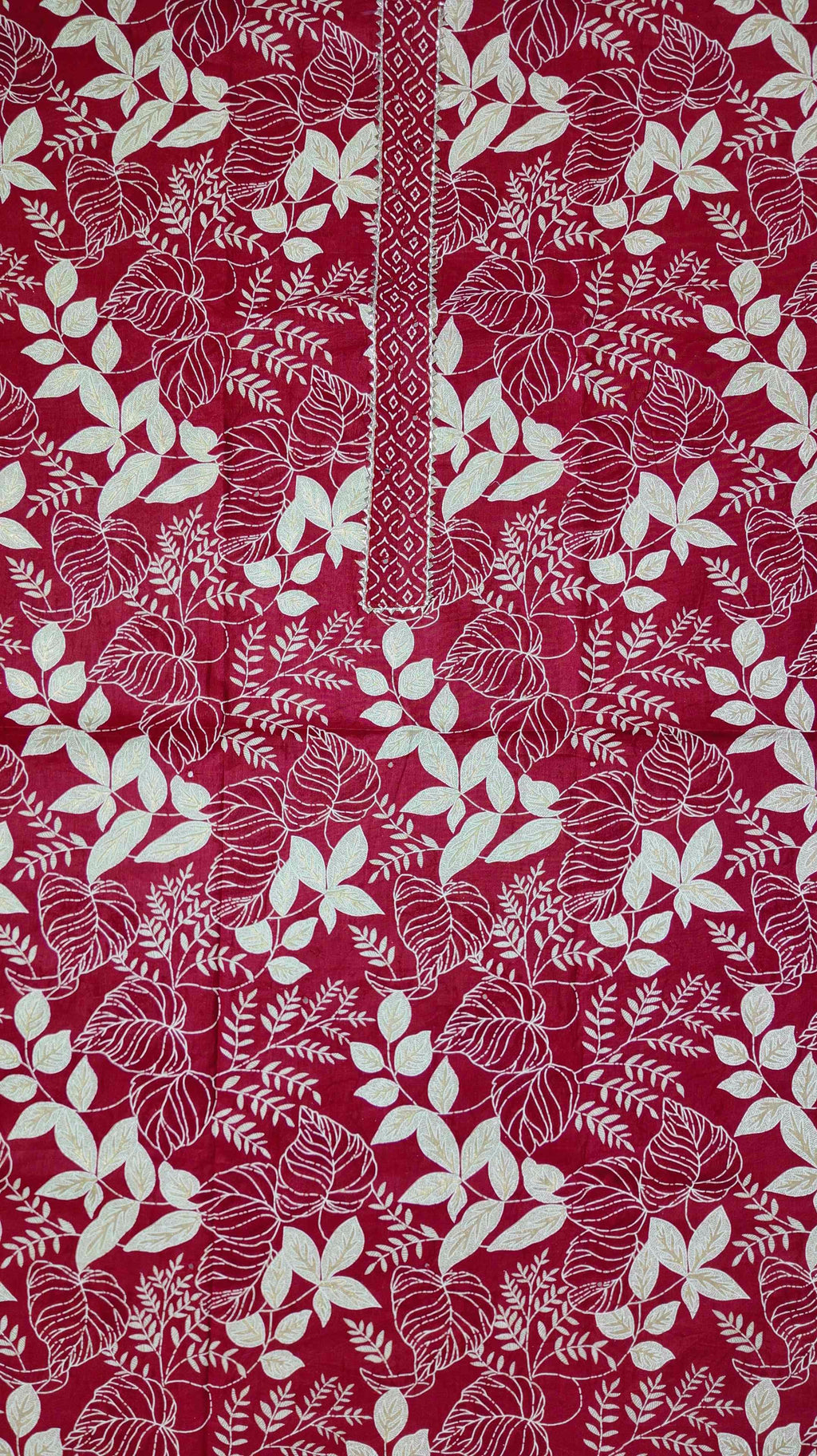 Vibrant Crimson Leaves Unstitched Suit - Artistry in Fabric