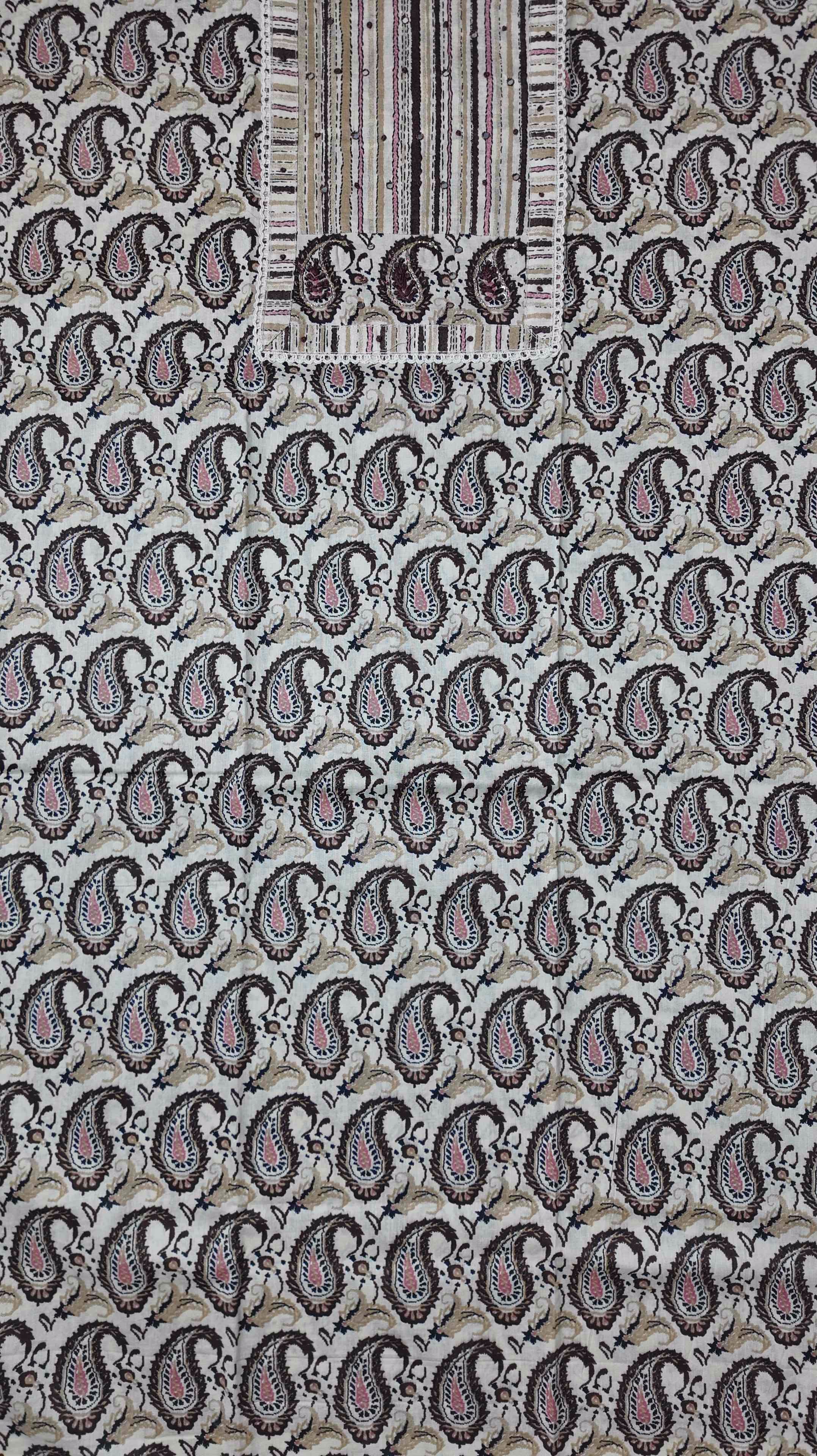 Artisan-Embroidered Paisley Elegance Unstitched Suit
